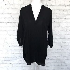 Black hi-low semi-sheer tunic
